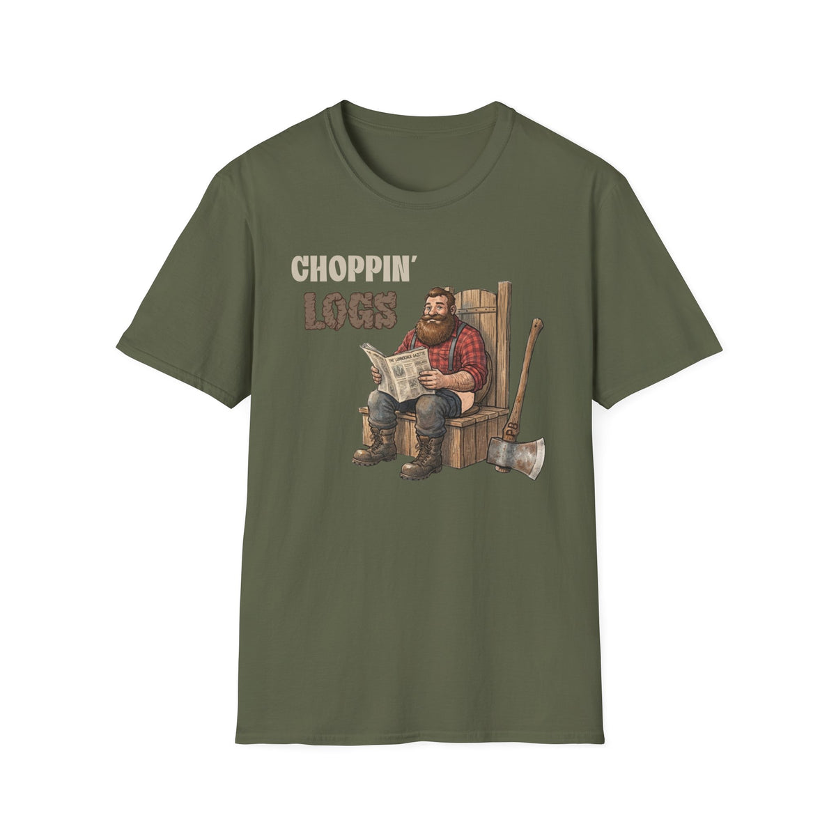 Choppin' Logs T-Shirt — Funny Lumberjack Log-Splitting Graphic Tee
