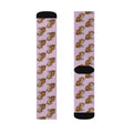 Wet Kitten Pattern Crew Socks — Pink Sublimation Cat Socks for Pet Lovers