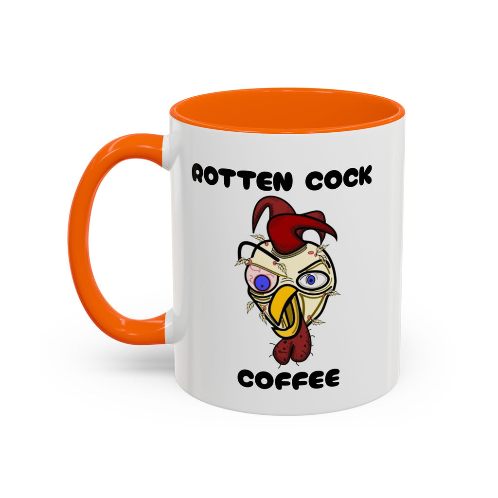Funny Novelty Coffee Mug — “Start Your Day With A Little Rotten Cock” Accent Mug