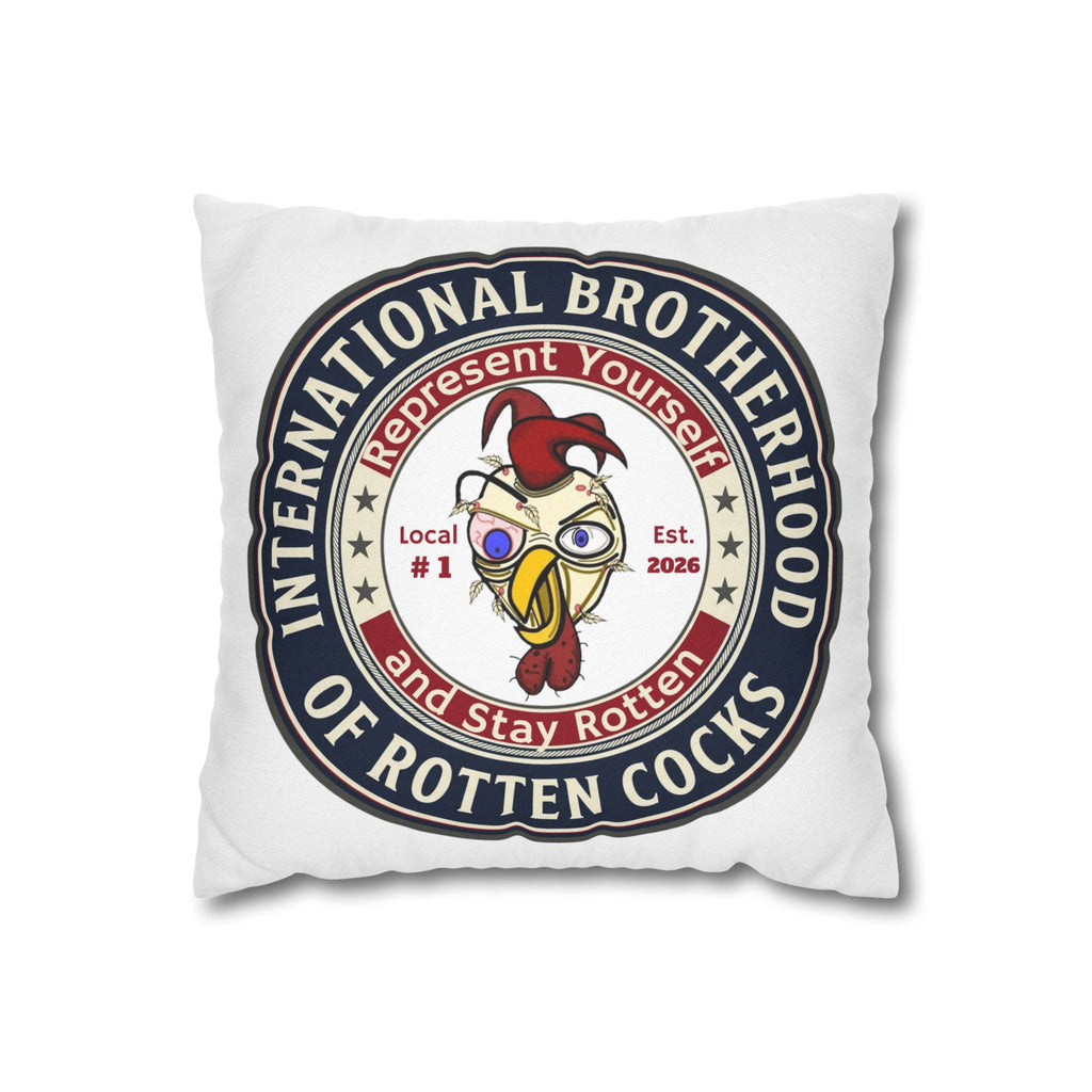 Rooster Emblem Decorative Pillowcase — "International Brotherhood of Rotten Cocks"
