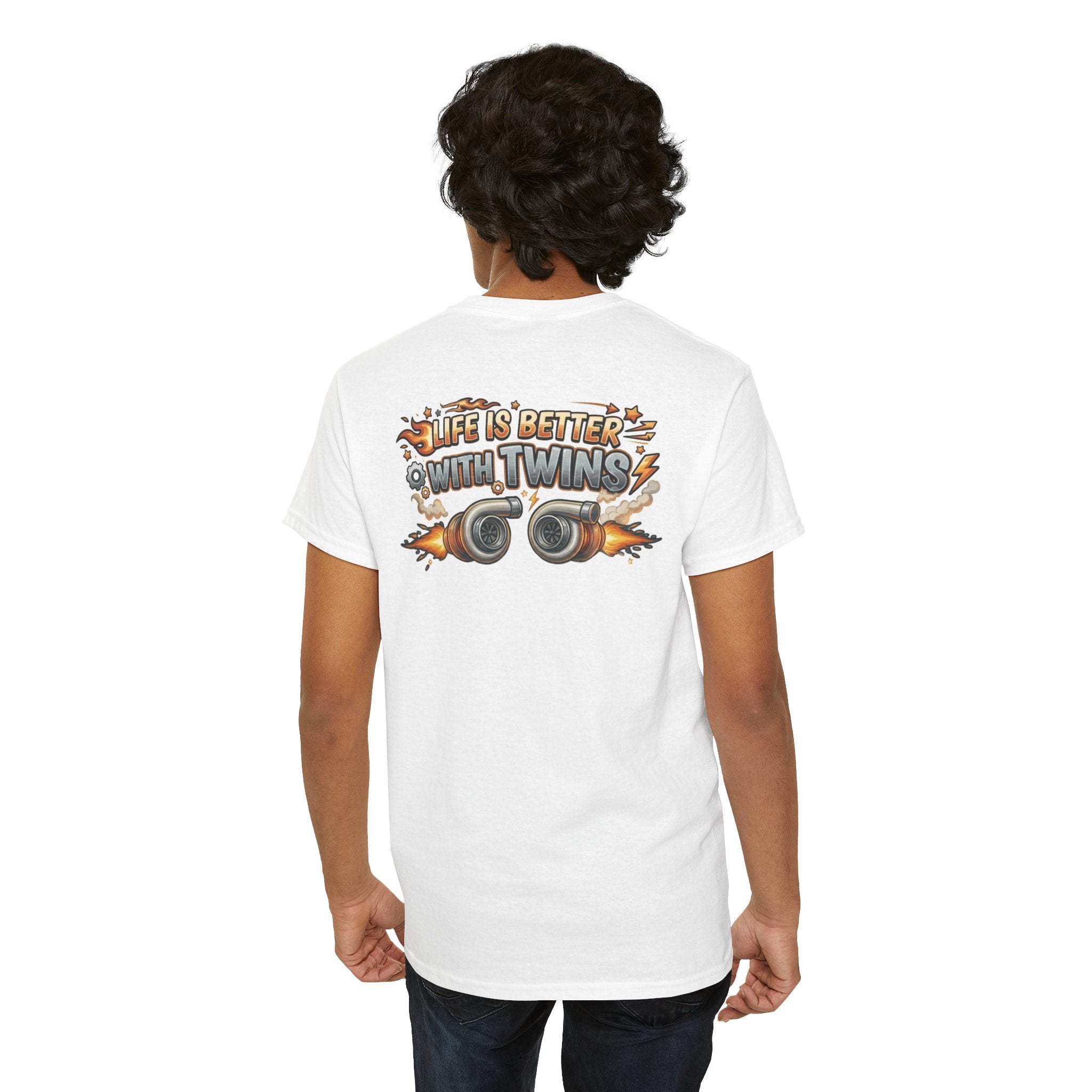T-Shirt — "Life Is Better With Twins" Retro Race Car Graphic