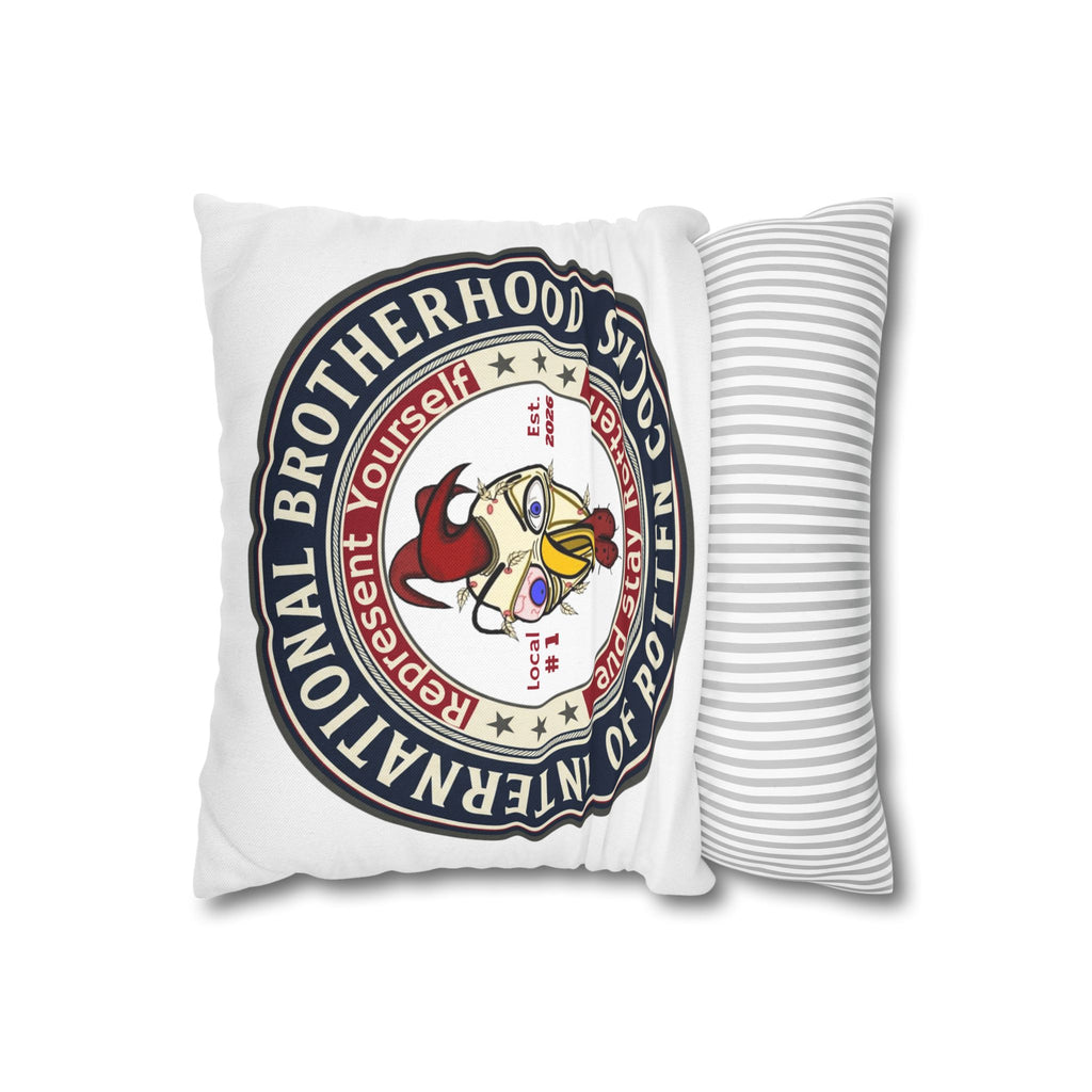 Rooster Emblem Decorative Pillowcase — "International Brotherhood of Rotten Cocks"
