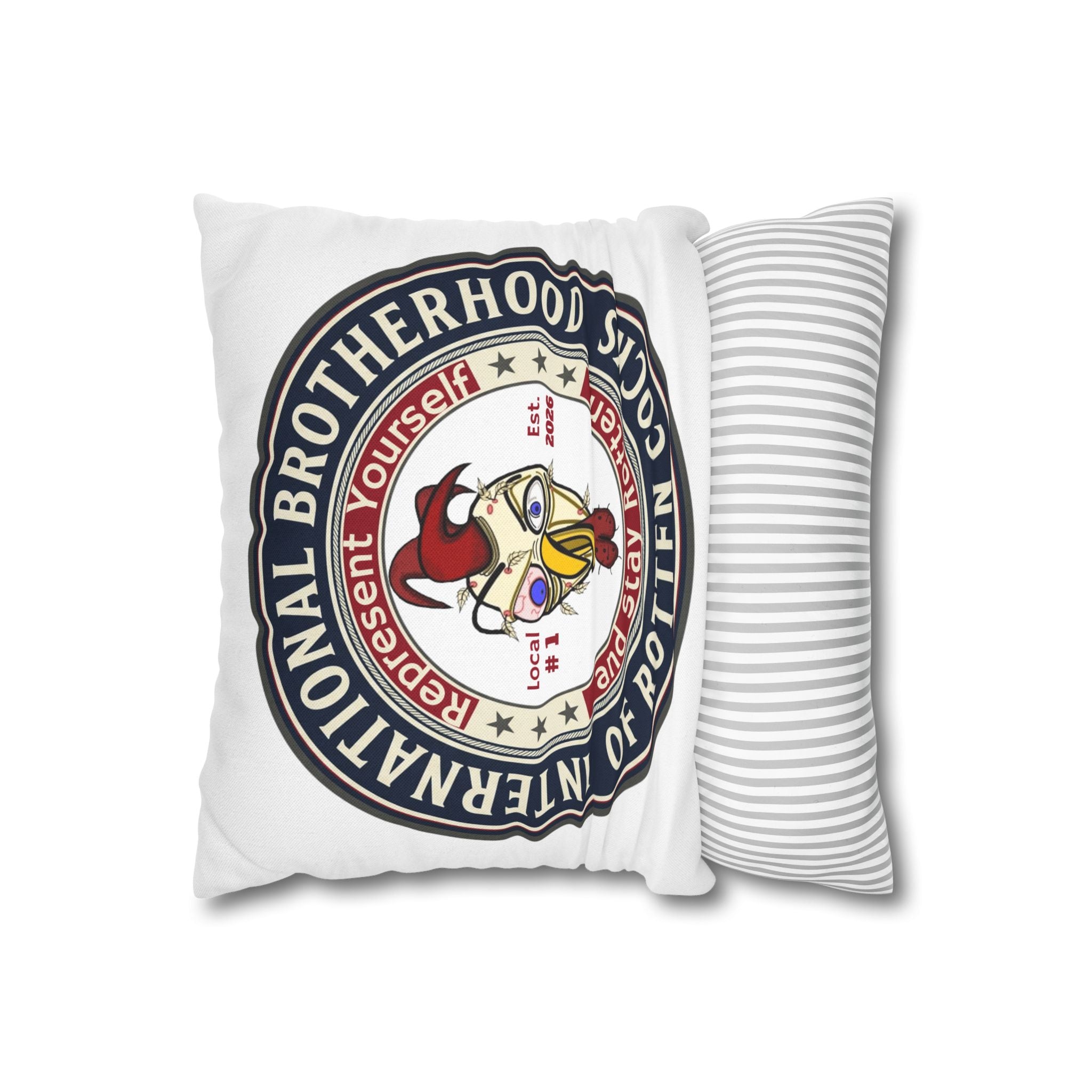 Rooster Emblem Decorative Pillowcase — "International Brotherhood of Rotten Cocks"