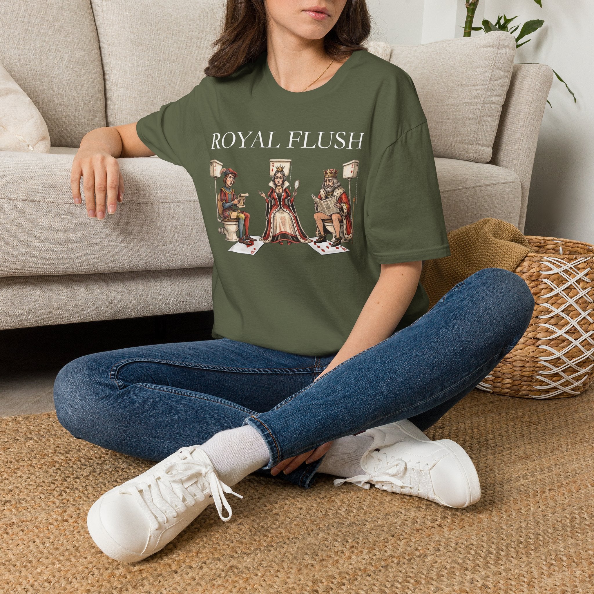 Royal Flush T-Shirt — Vintage Playing Card King, Queen & Jack Design