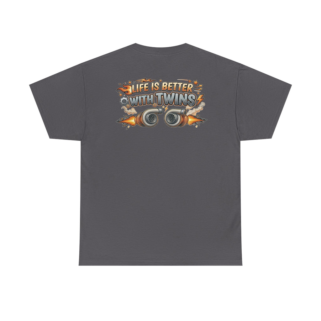 T-Shirt — "Life Is Better With Twins" Retro Race Car Graphic