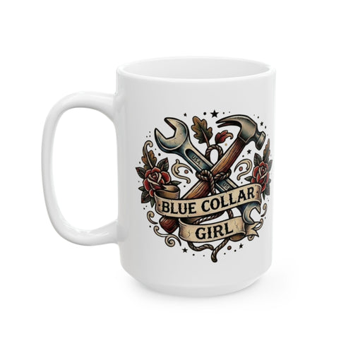 Blue Collar Tattoo Style Ceramic Mug (11oz, 15oz)