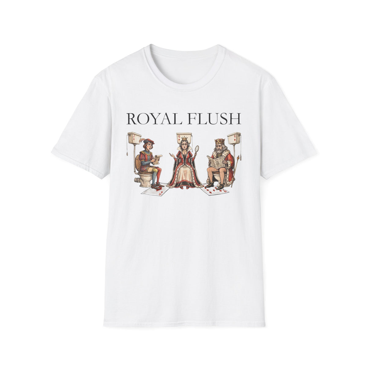 Royal Flush T-Shirt — Vintage Playing Card King, Queen & Jack Design