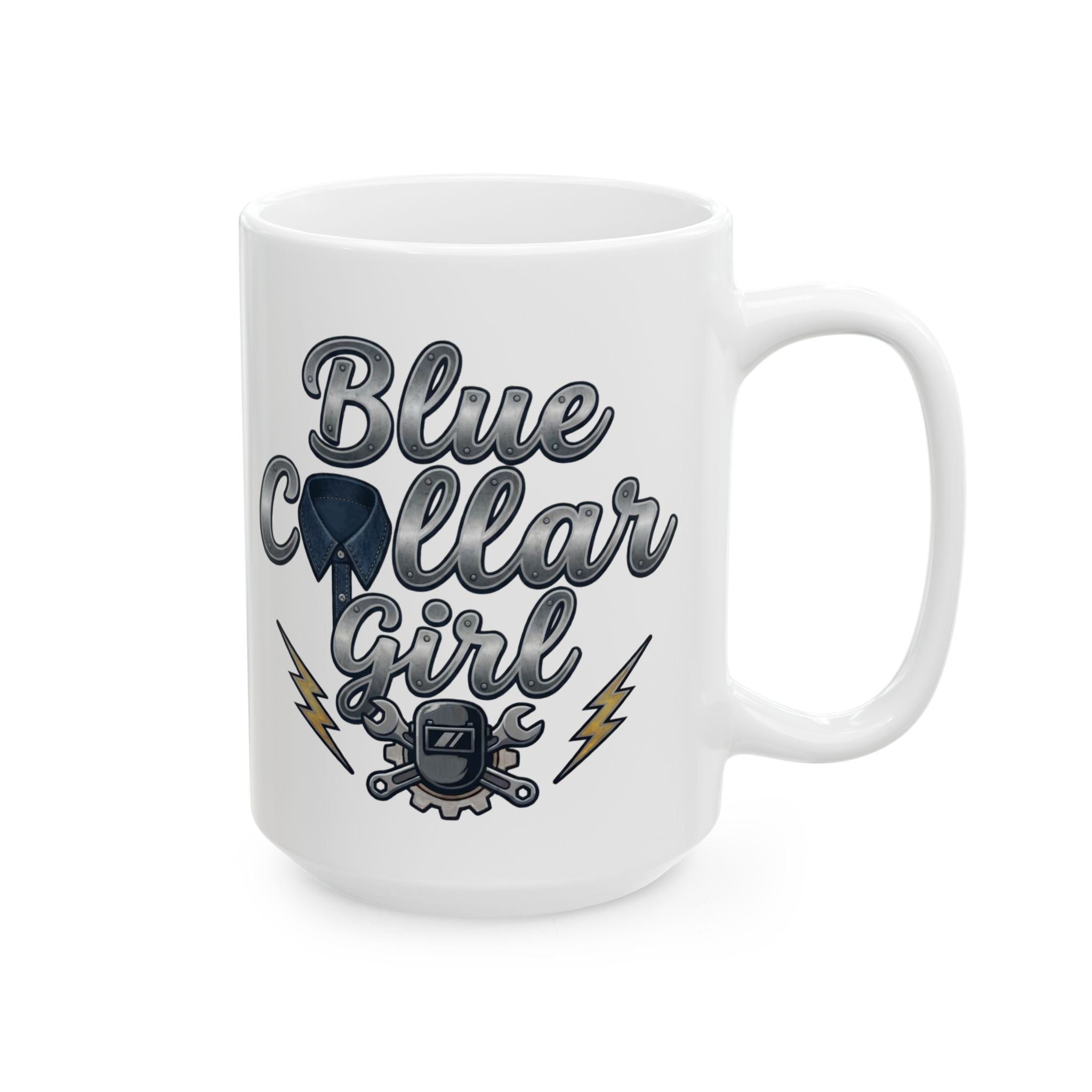 Blue Collar Girl Ceramic Mug, (11oz, 15oz)