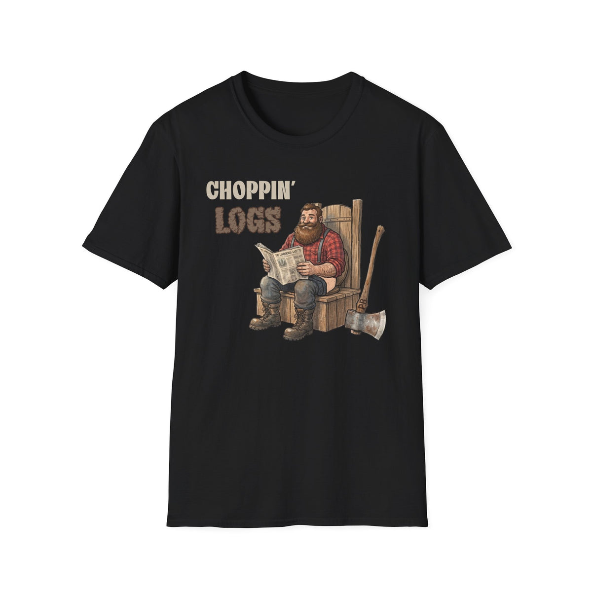 Choppin' Logs T-Shirt — Funny Lumberjack Log-Splitting Graphic Tee