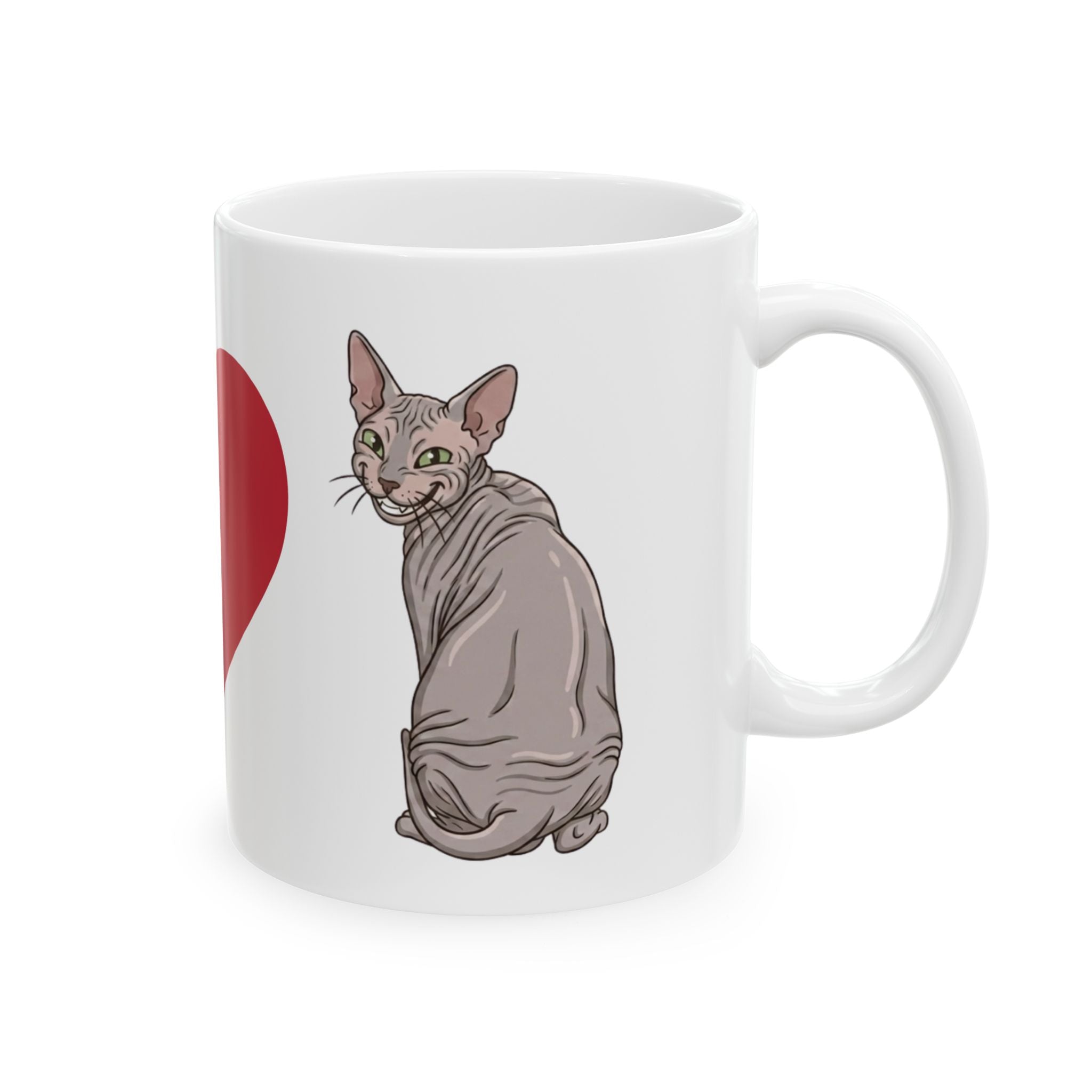 Ceramic Mug — I Love My Cat Heart Design (11oz & 15oz)