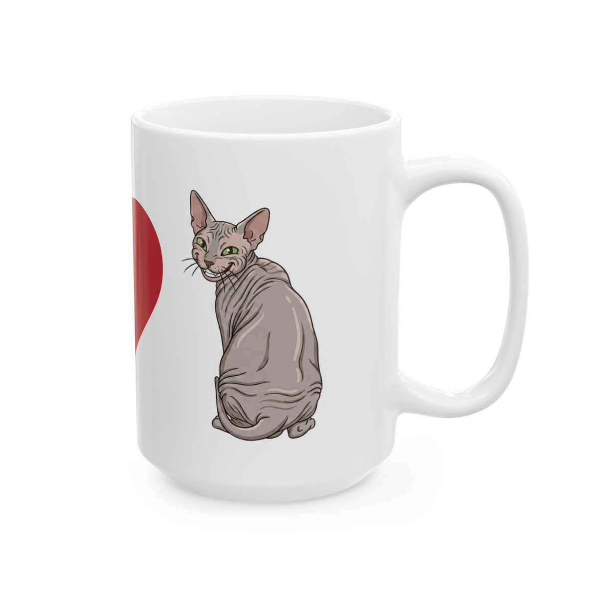 Ceramic Mug — I Love My Cat Heart Design (11oz or 15oz)