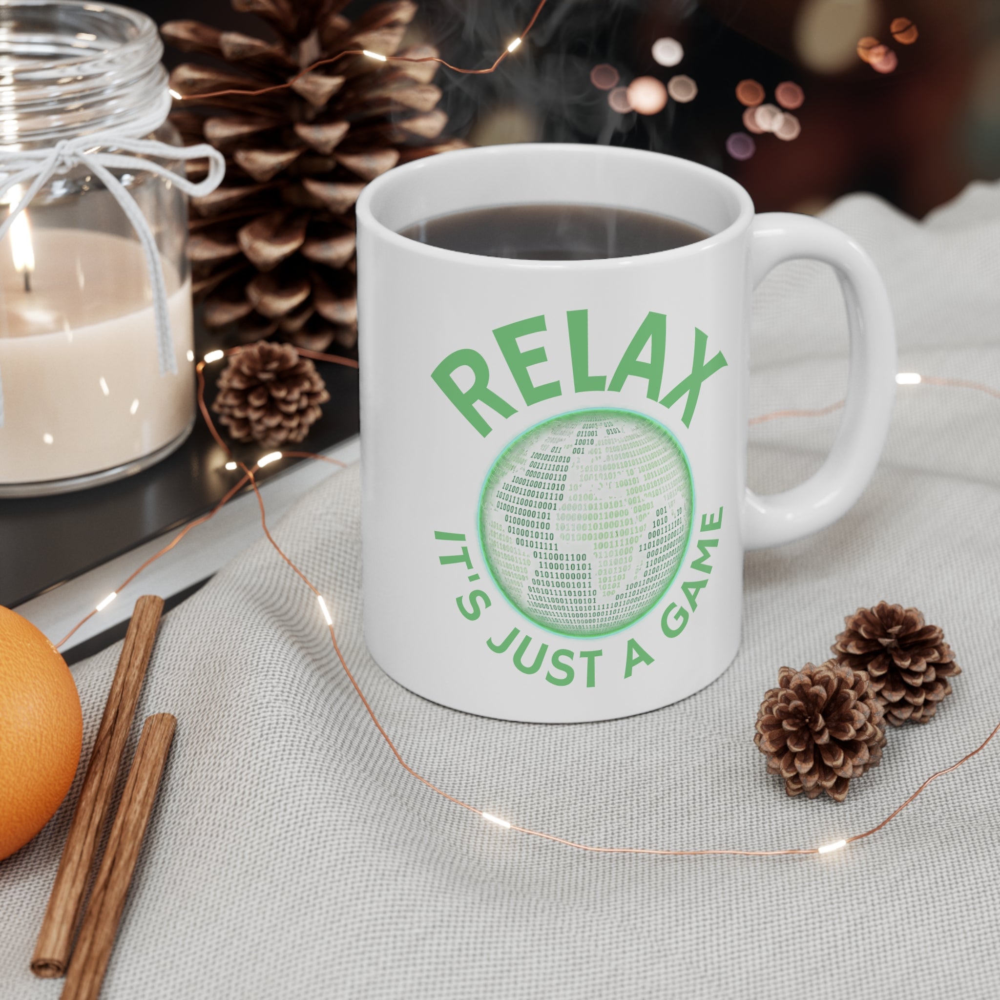 Mug — Relax It's Just a Game Coffee Mug (Green Earth Logo)