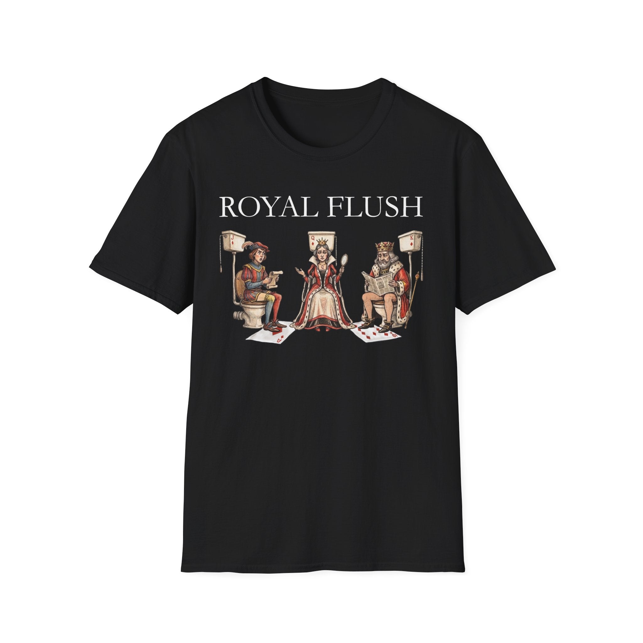 Royal Flush T-Shirt — Vintage Playing Card King, Queen & Jack Design