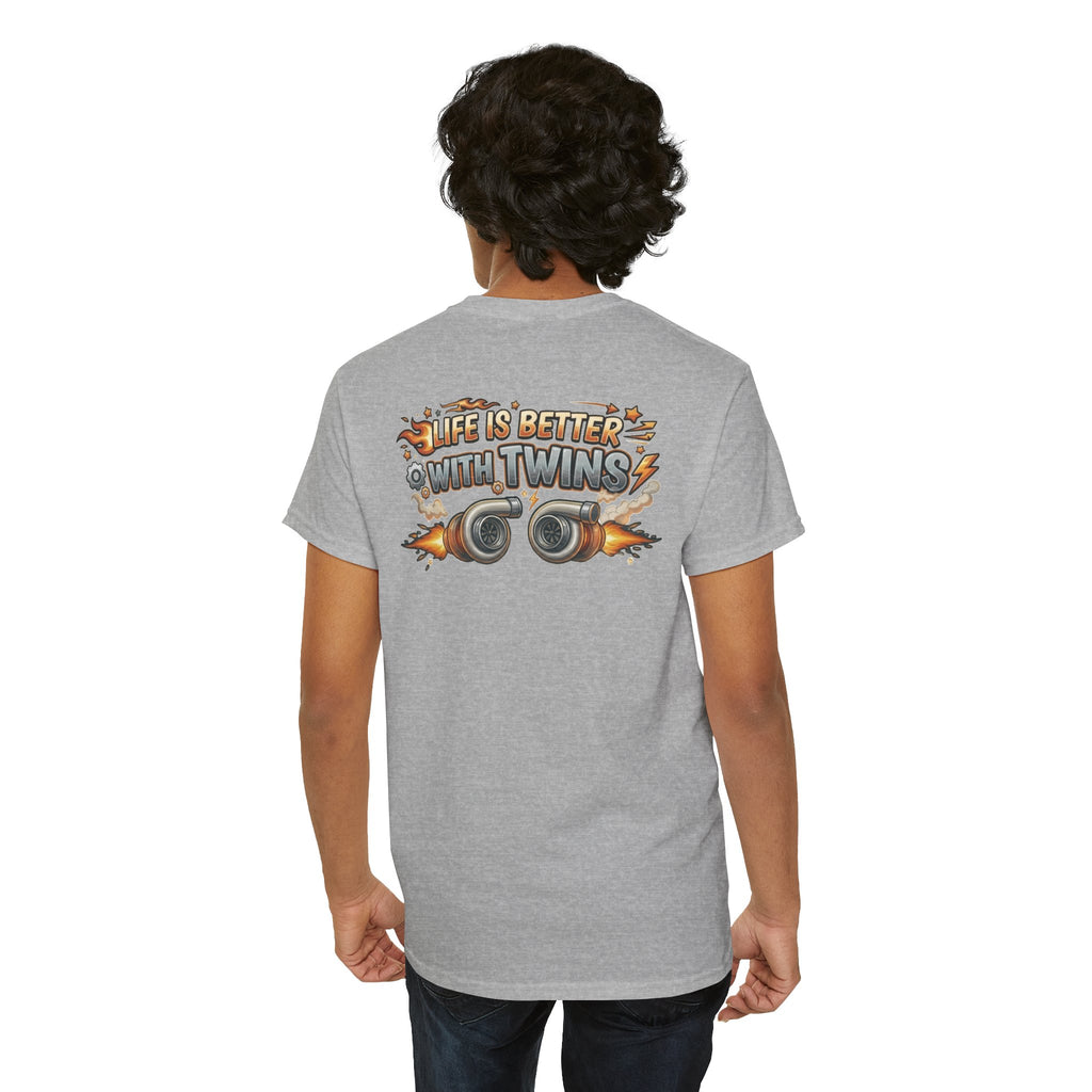 T-Shirt — "Life Is Better With Twins" Retro Race Car Graphic