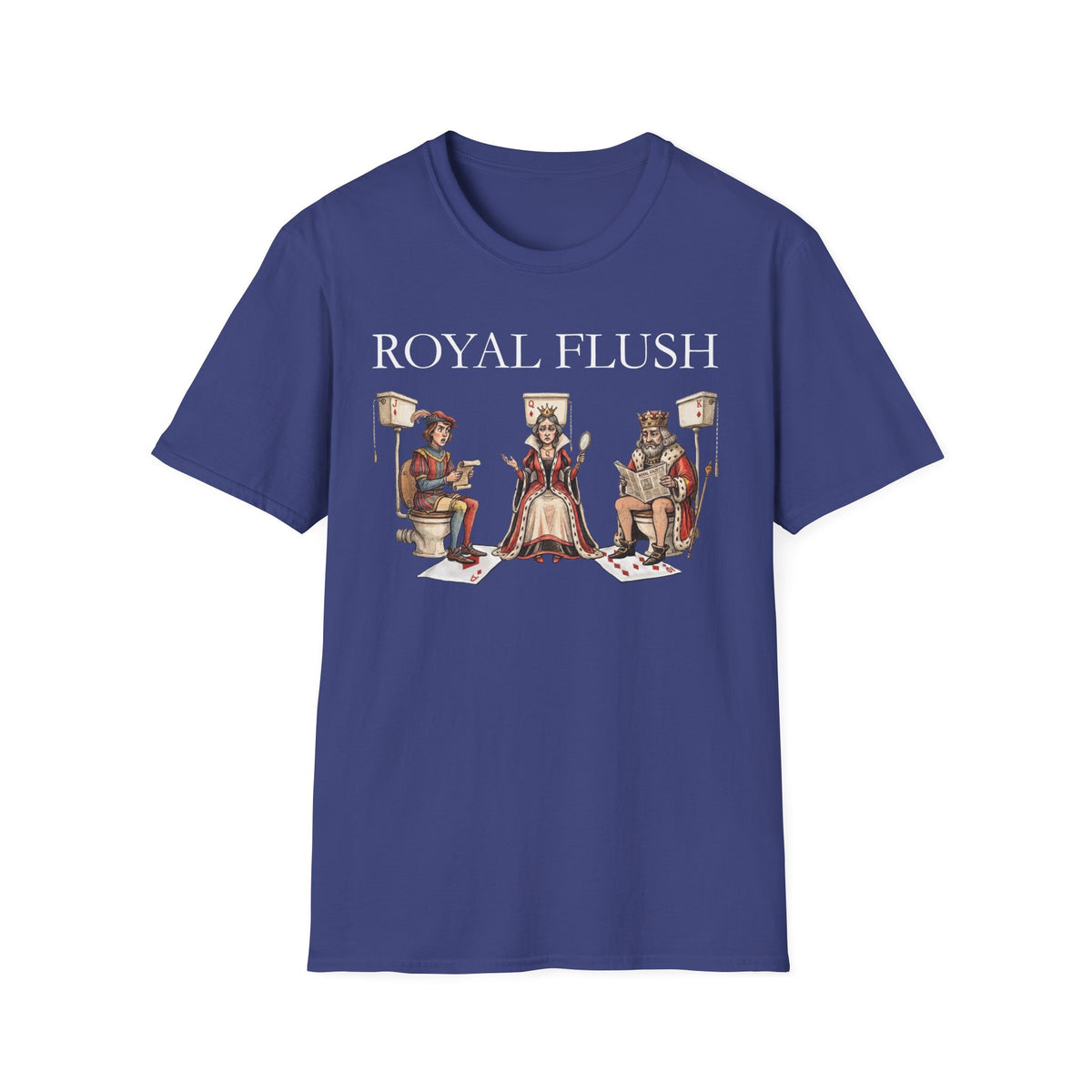 Royal Flush T-Shirt — Vintage Playing Card King, Queen & Jack Design