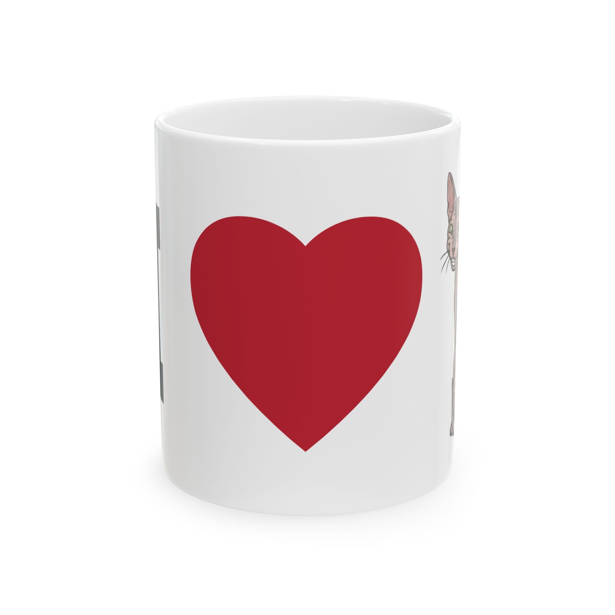 Ceramic Mug — I Love My Cat Heart Design (11oz & 15oz)