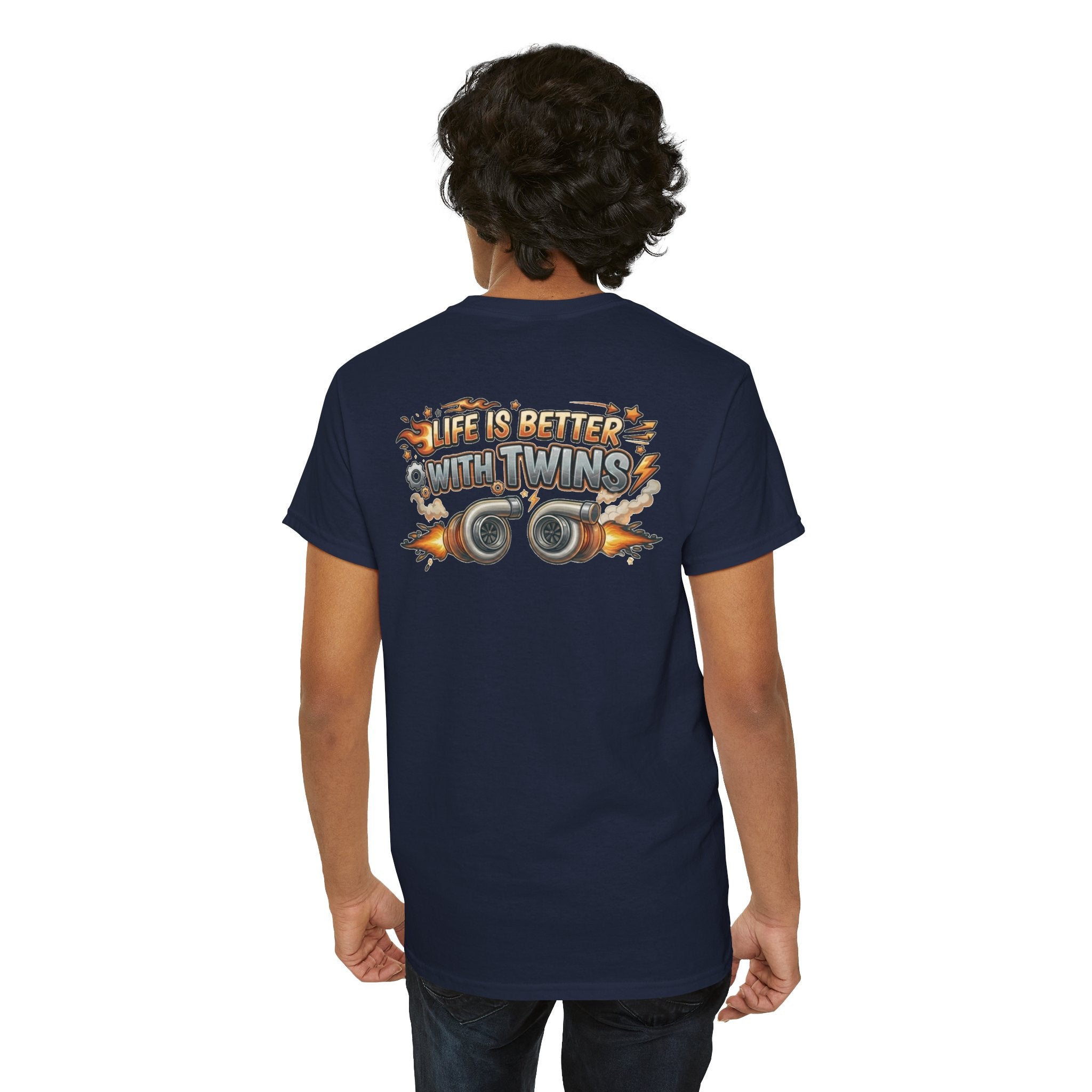 T-Shirt — "Life Is Better With Twins" Retro Race Car Graphic