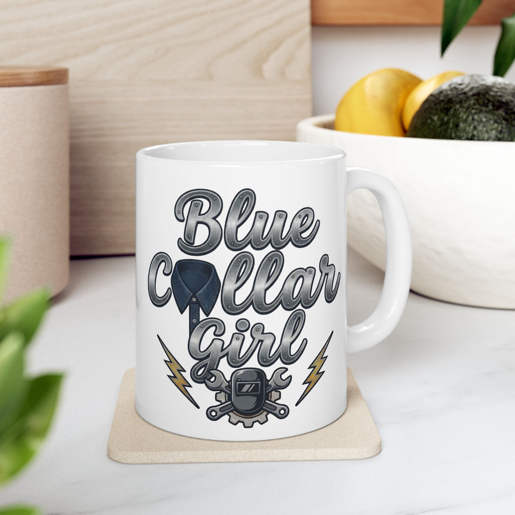 Blue Collar Girl Ceramic Mug, (11oz, 15oz)