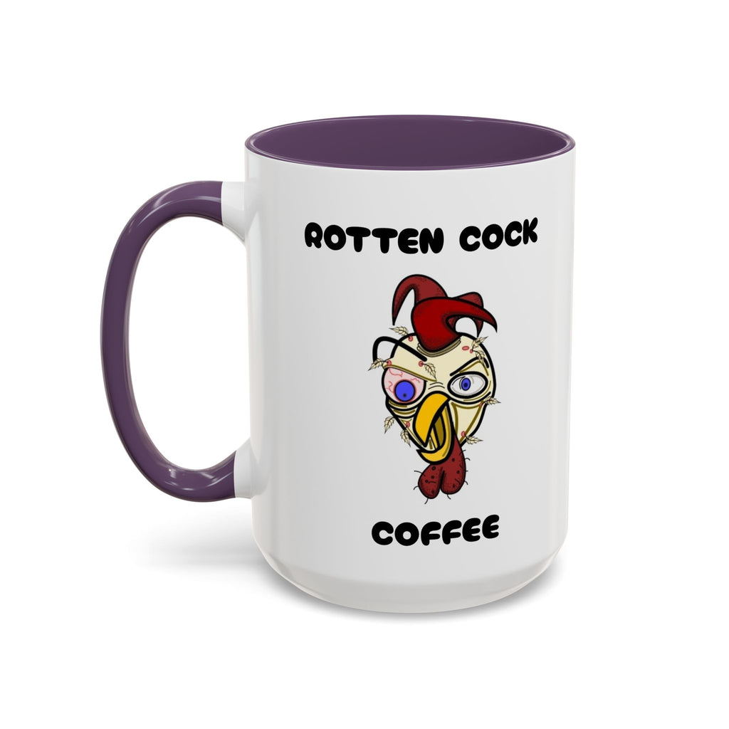 Funny Novelty Coffee Mug — “Start Your Day With A Little Rotten Cock” Accent Mug